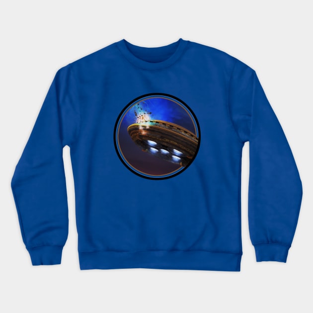 UFO Lightning Strike Crewneck Sweatshirt by mlbgfx